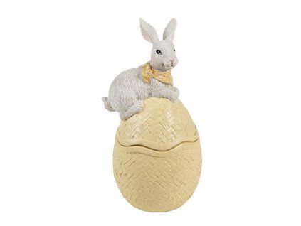 6pr5129 decorative bowl egg 11x10x20 cm yellow white plastic rabbit