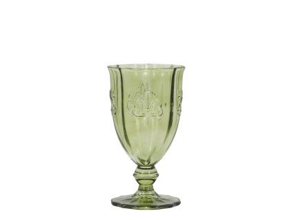 Saint-Émilion vínový pohár s dekorom – Chic Antique, H16/D9 cm, olivový odtieň