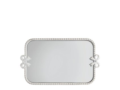 plateau miroir rectangulaire noeud en metal blanchi