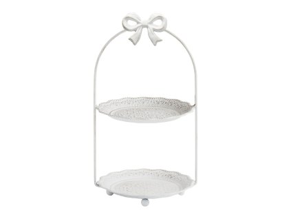 plateau 2 etages noeud en metal blanchi