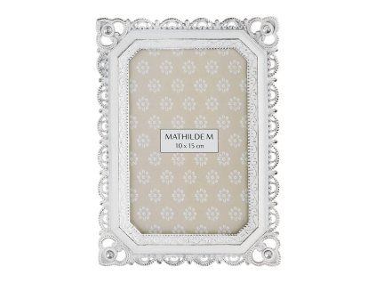 cadre photo rectangulaire arabesques royales en metal blanchi