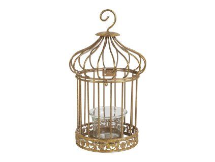 golden metal birdcage candle holder 12 x 12 x 21 cm