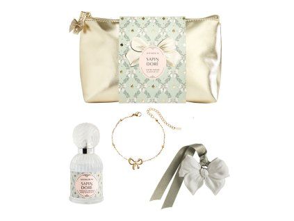 pochette parfum d ambiance bracelet et decor parfume rubans de fete sapin dore
