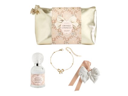 pochette parfum d ambiance bracelet et decor parfume rubans de fete orange cannelle