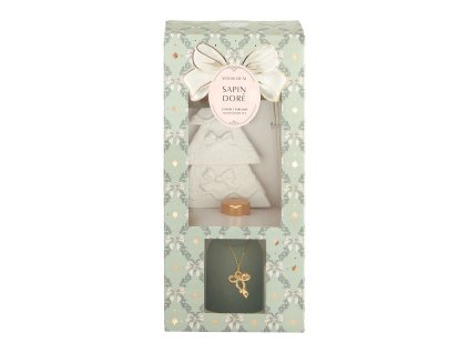 coffret diffuseur de parfum rubans de fete sapin dore