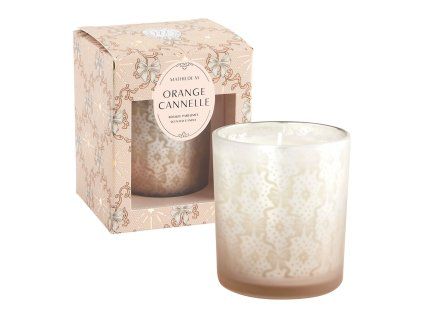 bougie parfumee rubans de fete 160g orange cannelle