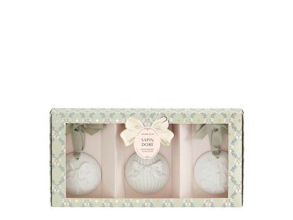 coffret boules de noel parfumees rubans de fete sapin dore