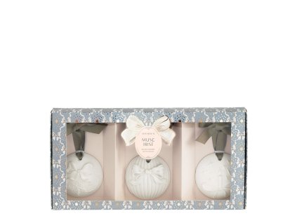 coffret boules de noel parfumees rubans de fete musc irise