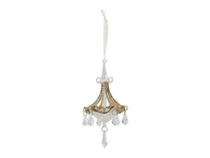 decoration lustre a pampilles en verre dore