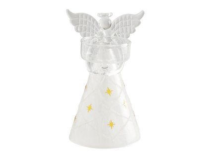 ange porte bougie en verre givre