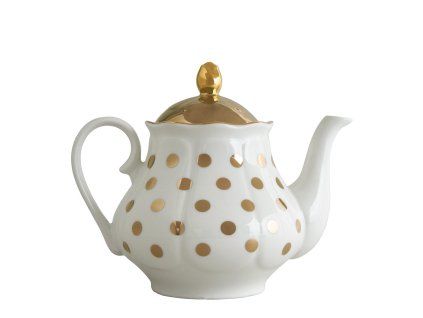 madame de recamier teapot golden polka dots