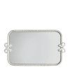 plateau miroir rectangulaire noeud en metal blanchi