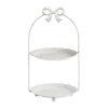 plateau 2 etages noeud en metal blanchi