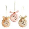 coffret de 3 boules decoratives cotelees noeuds en verre