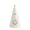 sapin cone decoratif en ceramique blanche avec led moyen modele