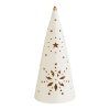 sapin cone decoratif en ceramique blanche avec led grand modele
