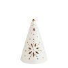 sapin cone decoratif en ceramique blanche avec led petit modele